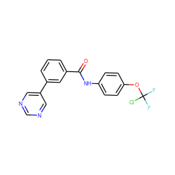 O=C(Nc1ccc(OC(F)(F)Cl)cc1)c1cccc(-c2cncnc2)c1 ZINC000205947570