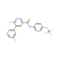 O=C(Nc1ccc(OC(F)(F)Cl)cc1)c1cnc(Cl)c(-c2cncc(F)c2)c1 ZINC000205909059