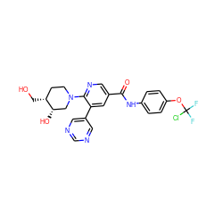 O=C(Nc1ccc(OC(F)(F)Cl)cc1)c1cnc(N2CC[C@@H](CO)[C@@H](O)C2)c(-c2cncnc2)c1 ZINC001772584162