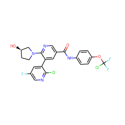 O=C(Nc1ccc(OC(F)(F)Cl)cc1)c1cnc(N2CC[C@@H](O)C2)c(-c2cc(F)cnc2Cl)c1 ZINC000224309959