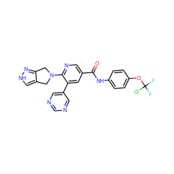 O=C(Nc1ccc(OC(F)(F)Cl)cc1)c1cnc(N2Cc3c[nH]nc3C2)c(-c2cncnc2)c1 ZINC001772586258