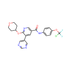 O=C(Nc1ccc(OC(F)(F)Cl)cc1)c1cnc(OC2CCOCC2)c(-c2cncnc2)c1 ZINC000205927155