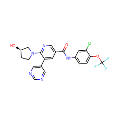 O=C(Nc1ccc(OC(F)(F)F)c(Cl)c1)c1cnc(N2CC[C@@H](O)C2)c(-c2cncnc2)c1 ZINC000224378488