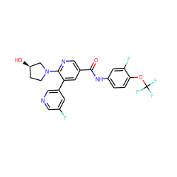 O=C(Nc1ccc(OC(F)(F)F)c(F)c1)c1cnc(N2CC[C@@H](O)C2)c(-c2cncc(F)c2)c1 ZINC001772593686