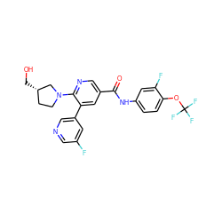 O=C(Nc1ccc(OC(F)(F)F)c(F)c1)c1cnc(N2CC[C@H](CO)C2)c(-c2cncc(F)c2)c1 ZINC001772632527