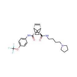 O=C(Nc1ccc(OC(F)(F)F)cc1)[C@@H]1[C@@H]2C=C[C@H]([C@H]1C(=O)NCCCCN1CCCC1)C21CC1 ZINC000168398291