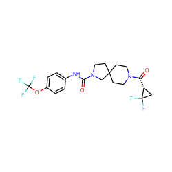 O=C(Nc1ccc(OC(F)(F)F)cc1)N1CCC2(CCN(C(=O)[C@@H]3CC3(F)F)CC2)C1 ZINC000096285158