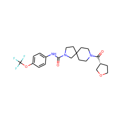 O=C(Nc1ccc(OC(F)(F)F)cc1)N1CCC2(CCN(C(=O)[C@@H]3CCOC3)CC2)C1 ZINC000096285137