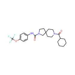 O=C(Nc1ccc(OC(F)(F)F)cc1)N1CCC2(CCN(C(=O)C3CCCCC3)CC2)C1 ZINC000096285152