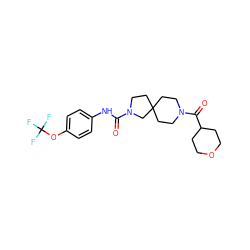 O=C(Nc1ccc(OC(F)(F)F)cc1)N1CCC2(CCN(C(=O)C3CCOCC3)CC2)C1 ZINC000096285139