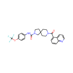 O=C(Nc1ccc(OC(F)(F)F)cc1)N1CCC2(CCN(C(=O)c3cccc4ncccc34)CC2)C1 ZINC000096285150