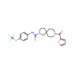 O=C(Nc1ccc(OC(F)(F)F)cc1)N1CCC2(CCN(C(=O)c3ccco3)CC2)C1 ZINC000096285154