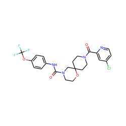 O=C(Nc1ccc(OC(F)(F)F)cc1)N1CCOC2(CCN(C(=O)c3cc(Cl)ccn3)CC2)C1 ZINC000103230966