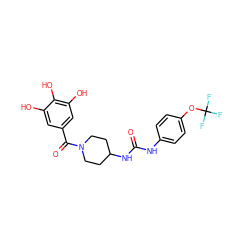 O=C(Nc1ccc(OC(F)(F)F)cc1)NC1CCN(C(=O)c2cc(O)c(O)c(O)c2)CC1 ZINC000064548563