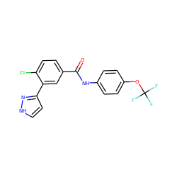 O=C(Nc1ccc(OC(F)(F)F)cc1)c1ccc(Cl)c(-c2cc[nH]n2)c1 ZINC001772638924