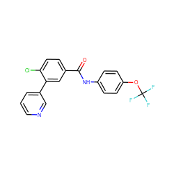 O=C(Nc1ccc(OC(F)(F)F)cc1)c1ccc(Cl)c(-c2cccnc2)c1 ZINC000205954583