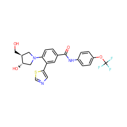 O=C(Nc1ccc(OC(F)(F)F)cc1)c1ccc(N2C[C@H](O)[C@@H](CO)C2)c(-c2cncs2)c1 ZINC001772635523