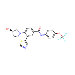 O=C(Nc1ccc(OC(F)(F)F)cc1)c1ccc(N2CC[C@@H](O)C2)c(-c2cncs2)c1 ZINC000224410166