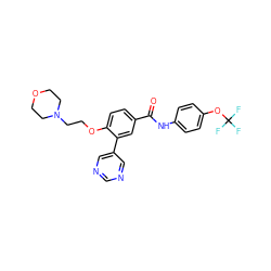 O=C(Nc1ccc(OC(F)(F)F)cc1)c1ccc(OCCN2CCOCC2)c(-c2cncnc2)c1 ZINC000205918616