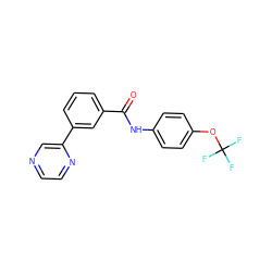 O=C(Nc1ccc(OC(F)(F)F)cc1)c1cccc(-c2cnccn2)c1 ZINC000205944224