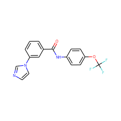 O=C(Nc1ccc(OC(F)(F)F)cc1)c1cccc(-n2ccnc2)c1 ZINC000117563762