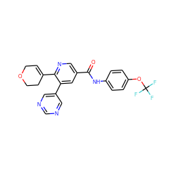 O=C(Nc1ccc(OC(F)(F)F)cc1)c1cnc(C2=CCOCC2)c(-c2cncnc2)c1 ZINC000205958175