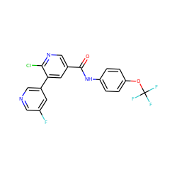 O=C(Nc1ccc(OC(F)(F)F)cc1)c1cnc(Cl)c(-c2cncc(F)c2)c1 ZINC000205909036