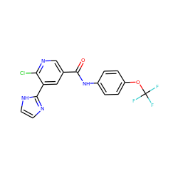 O=C(Nc1ccc(OC(F)(F)F)cc1)c1cnc(Cl)c(-c2ncc[nH]2)c1 ZINC000205905236