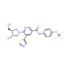 O=C(Nc1ccc(OC(F)(F)F)cc1)c1cnc(N2C[C@H](O)[C@@H](CO)C2)c(-c2cncs2)c1 ZINC000224415387