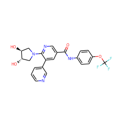 O=C(Nc1ccc(OC(F)(F)F)cc1)c1cnc(N2C[C@H](O)[C@@H](O)C2)c(-c2cccnc2)c1 ZINC001772595786