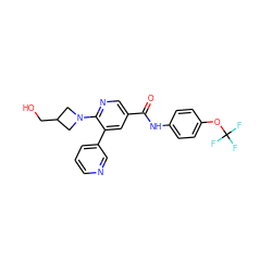 O=C(Nc1ccc(OC(F)(F)F)cc1)c1cnc(N2CC(CO)C2)c(-c2cccnc2)c1 ZINC001772573157