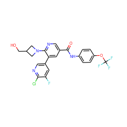 O=C(Nc1ccc(OC(F)(F)F)cc1)c1cnc(N2CC(CO)C2)c(-c2cnc(Cl)c(F)c2)c1 ZINC000224374193