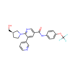 O=C(Nc1ccc(OC(F)(F)F)cc1)c1cnc(N2CC[C@@H](CO)C2)c(-c2cccnc2)c1 ZINC001772635624