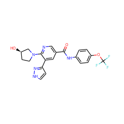 O=C(Nc1ccc(OC(F)(F)F)cc1)c1cnc(N2CC[C@@H](O)C2)c(-c2cc[nH]n2)c1 ZINC000150279407