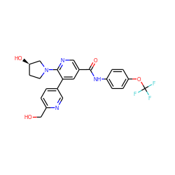 O=C(Nc1ccc(OC(F)(F)F)cc1)c1cnc(N2CC[C@@H](O)C2)c(-c2ccc(CO)nc2)c1 ZINC001772593392