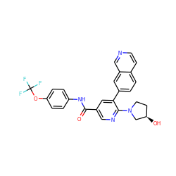 O=C(Nc1ccc(OC(F)(F)F)cc1)c1cnc(N2CC[C@@H](O)C2)c(-c2ccc3ccncc3c2)c1 ZINC000224412748