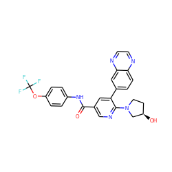 O=C(Nc1ccc(OC(F)(F)F)cc1)c1cnc(N2CC[C@@H](O)C2)c(-c2ccc3nccnc3c2)c1 ZINC000224434447