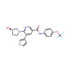 O=C(Nc1ccc(OC(F)(F)F)cc1)c1cnc(N2CC[C@@H](O)C2)c(-c2ccoc2)c1 ZINC001772658115