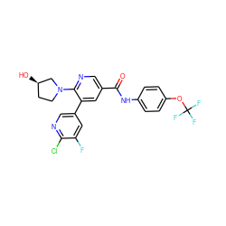 O=C(Nc1ccc(OC(F)(F)F)cc1)c1cnc(N2CC[C@@H](O)C2)c(-c2cnc(Cl)c(F)c2)c1 ZINC000224346650