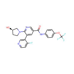 O=C(Nc1ccc(OC(F)(F)F)cc1)c1cnc(N2CC[C@@H](O)C2)c(-c2cnccc2F)c1 ZINC001772617430