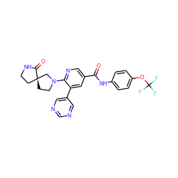 O=C(Nc1ccc(OC(F)(F)F)cc1)c1cnc(N2CC[C@]3(CCNC3=O)C2)c(-c2cncnc2)c1 ZINC001772627087