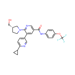 O=C(Nc1ccc(OC(F)(F)F)cc1)c1cnc(N2CC[C@H](CO)C2)c(-c2ccc(C3CC3)nc2)c1 ZINC001772587016