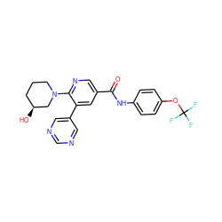 O=C(Nc1ccc(OC(F)(F)F)cc1)c1cnc(N2CCC[C@H](O)C2)c(-c2cncnc2)c1 ZINC000224444371