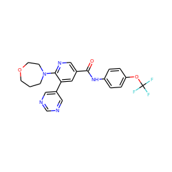 O=C(Nc1ccc(OC(F)(F)F)cc1)c1cnc(N2CCCOCC2)c(-c2cncnc2)c1 ZINC001772649277