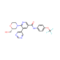 O=C(Nc1ccc(OC(F)(F)F)cc1)c1cnc(N2CCO[C@@H](CO)C2)c(-c2cncnc2)c1 ZINC001772575891