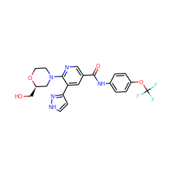 O=C(Nc1ccc(OC(F)(F)F)cc1)c1cnc(N2CCO[C@H](CO)C2)c(-c2cc[nH]n2)c1 ZINC001772592225