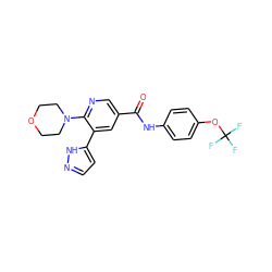 O=C(Nc1ccc(OC(F)(F)F)cc1)c1cnc(N2CCOCC2)c(-c2ccn[nH]2)c1 ZINC000224411432