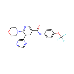 O=C(Nc1ccc(OC(F)(F)F)cc1)c1cnc(N2CCOCC2)c(-c2cnccn2)c1 ZINC001772604687