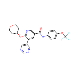 O=C(Nc1ccc(OC(F)(F)F)cc1)c1cnc(OC2CCOCC2)c(-c2cncnc2)c1 ZINC000205922850