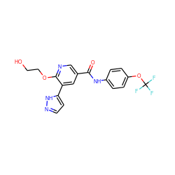 O=C(Nc1ccc(OC(F)(F)F)cc1)c1cnc(OCCO)c(-c2ccn[nH]2)c1 ZINC000205922902